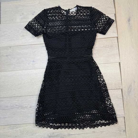 Karina Grimaldi Black Vincent Crochet Mini Dress in Black - Picture 5 of 7